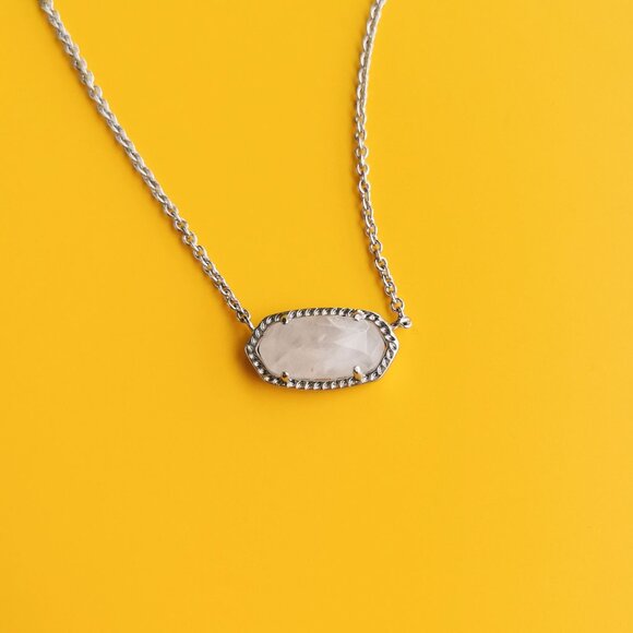 Elisa Silver Rose Quartz Pendant Necklace by Kendra Scott - Picture 3 of 4